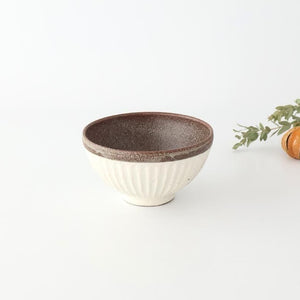 Tohzan-Gama Rice Bowl White and Brown | Mino Ware