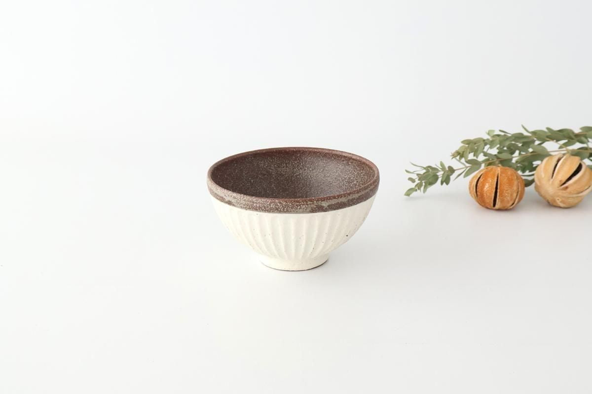 Tohzan-Gama Rice Bowl White and Brown | Mino Ware