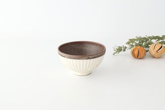 Tohzan-Gama Rice Bowl White and Brown | Mino Ware