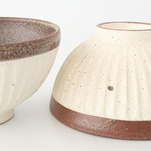 Tohzan-Gama Rice Bowl White and Brown | Mino Ware
