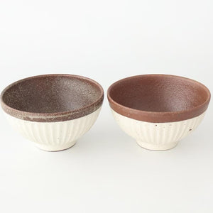 Tohzan-Gama Rice Bowl White and Brown | Mino Ware
