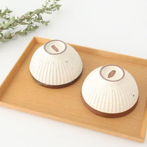 Tohzan-Gama Rice Bowl White and Brown | Mino Ware