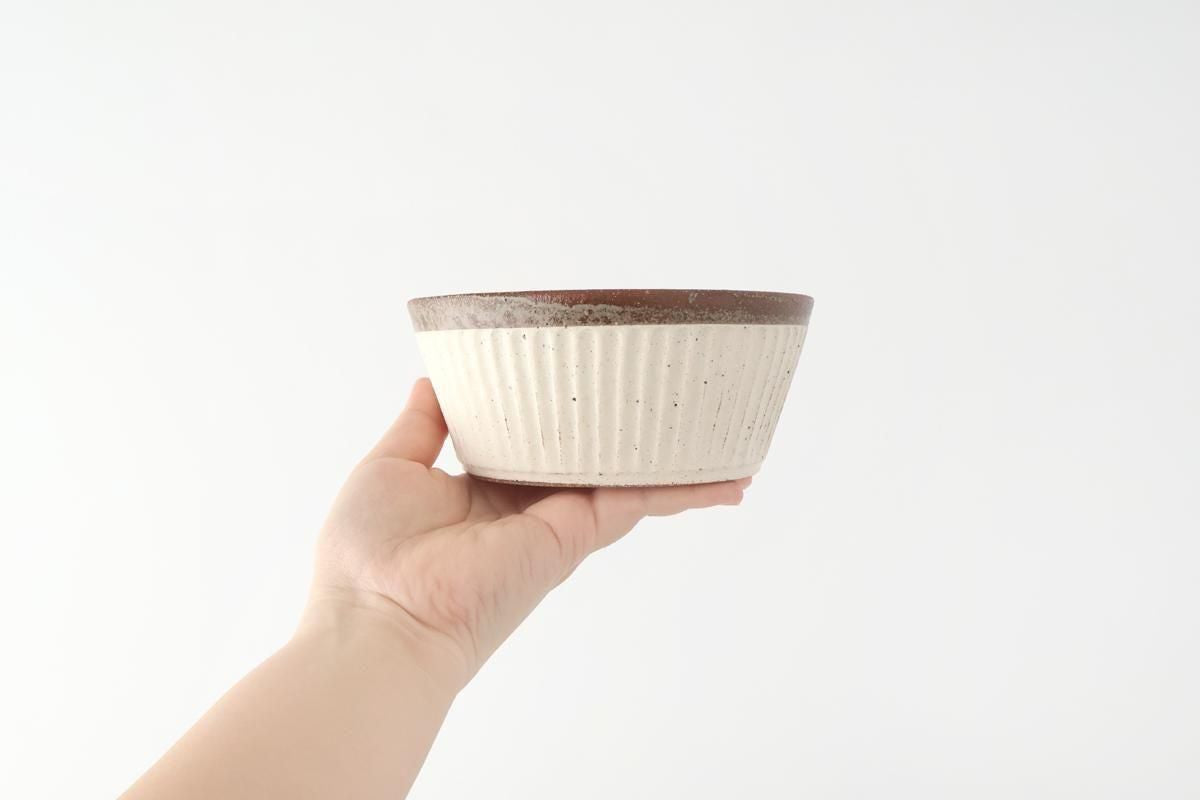 Tohzan-Gama Multi-use Bowl White and Brown | Mino Ware