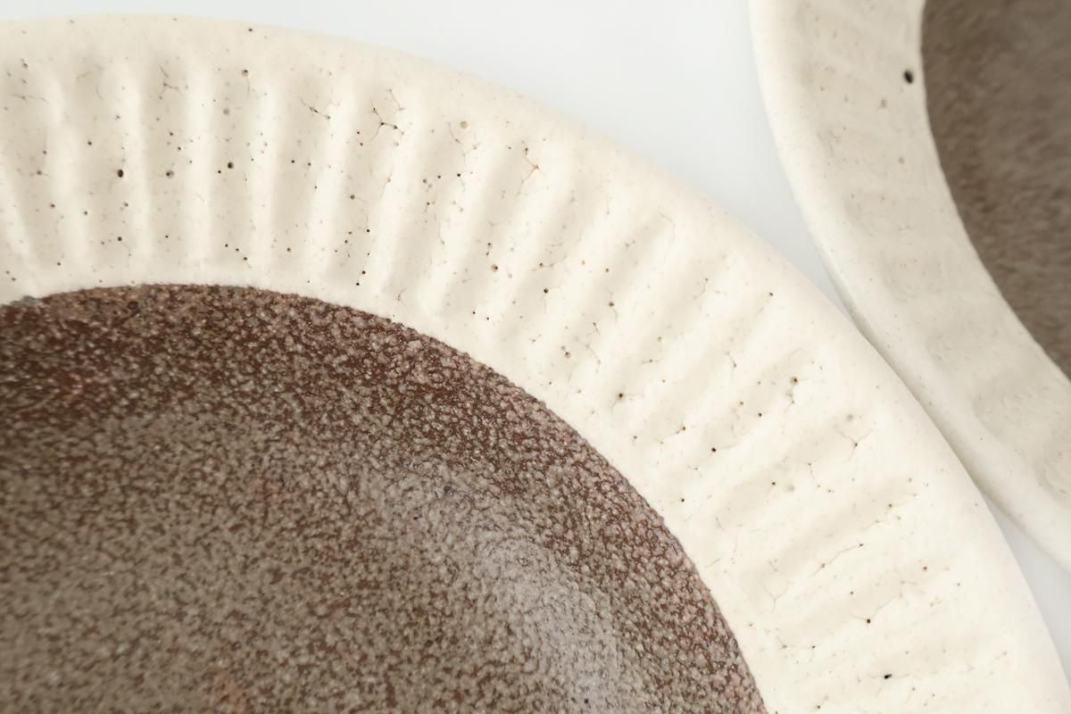 Tohzan-Gama Small Bowl White and Brown 15cm/6in | Kobachi Mino Ware