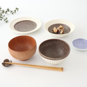 Tohzan-Gama Small Bowl White and Brown 15cm/6in | Kobachi Mino Ware