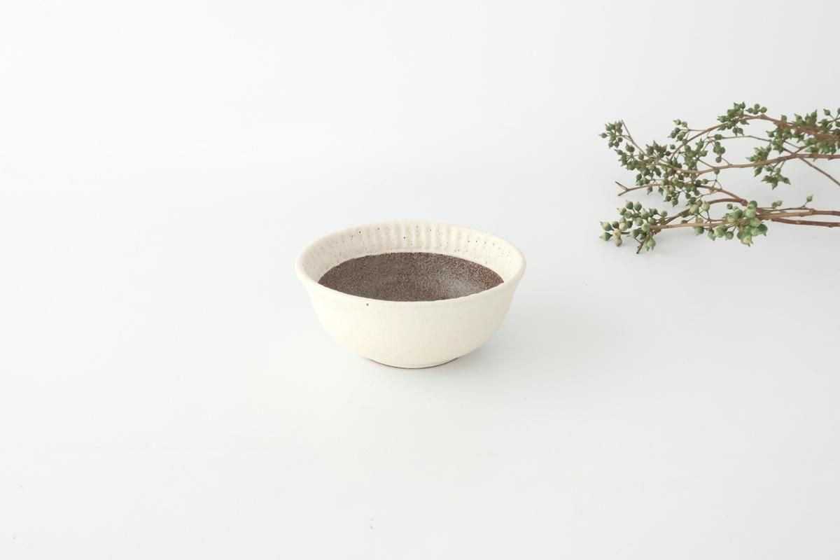 Tohzan-Gama Rimmed Small Bowl White and Brown | Kobachi Mino Ware