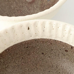 Tohzan-Gama Rimmed Small Bowl White and Brown | Kobachi Mino Ware
