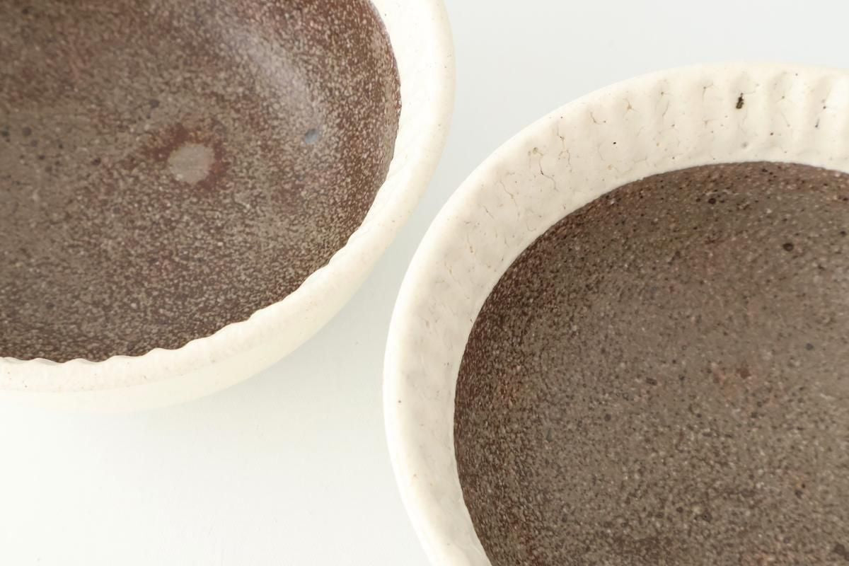 Tohzan-Gama Rimmed Small Bowl White and Brown | Kobachi Mino Ware