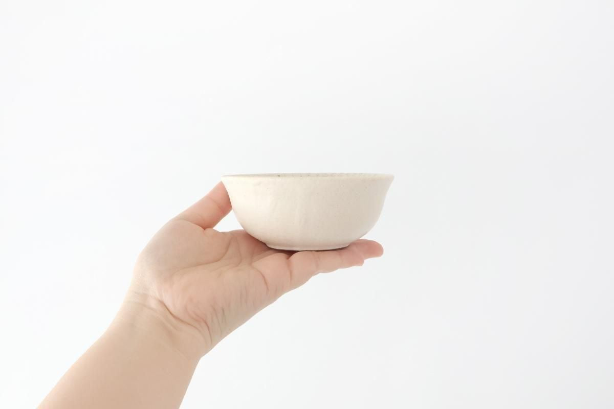 Tohzan-Gama Rimmed Small Bowl White and Brown | Kobachi Mino Ware