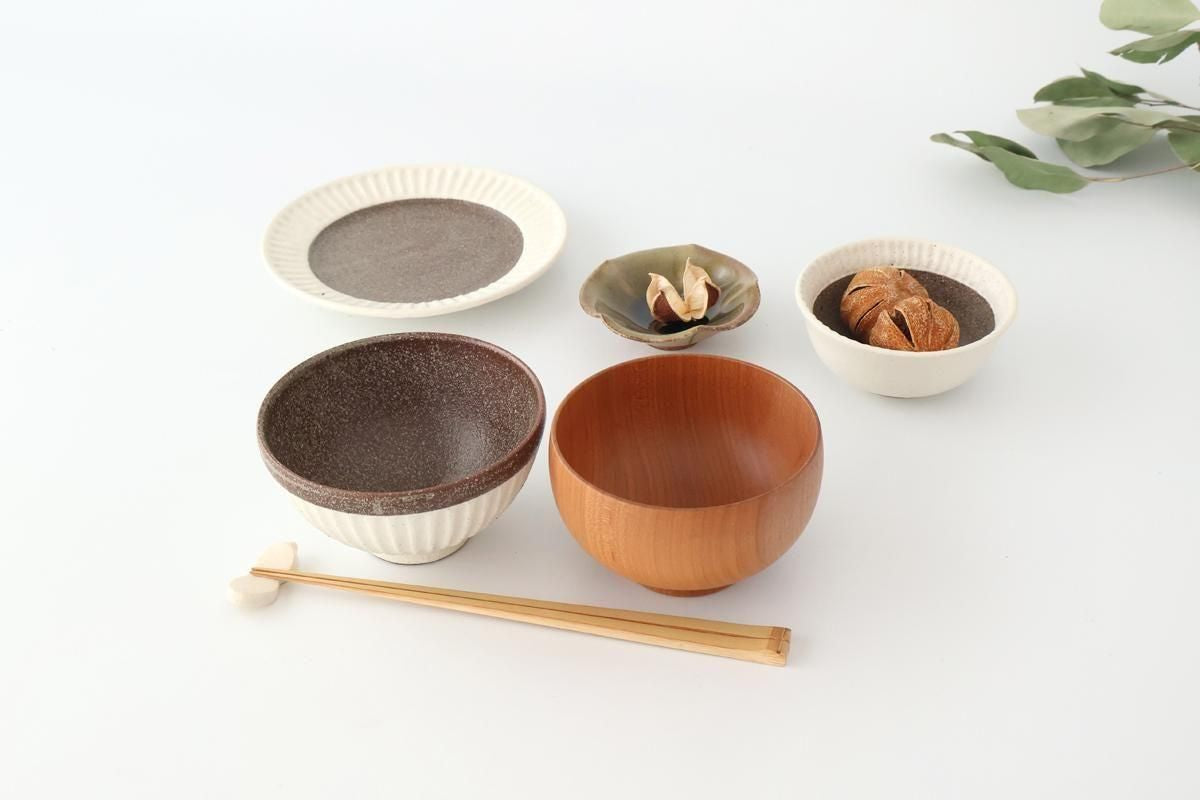Tohzan-Gama Rimmed Small Bowl White and Brown | Kobachi Mino Ware