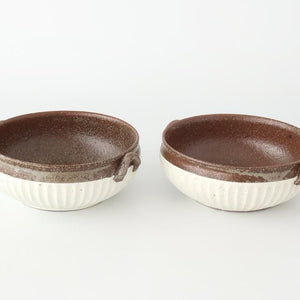 Tohzan-Gama Soup Bowl White and Brown | Mino Ware