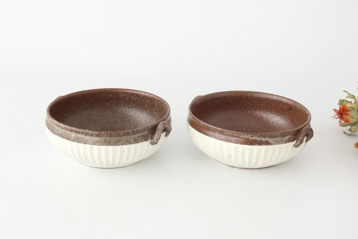Tohzan-Gama Soup Bowl White and Brown | Mino Ware