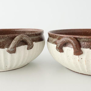 Tohzan-Gama Soup Bowl White and Brown | Mino Ware