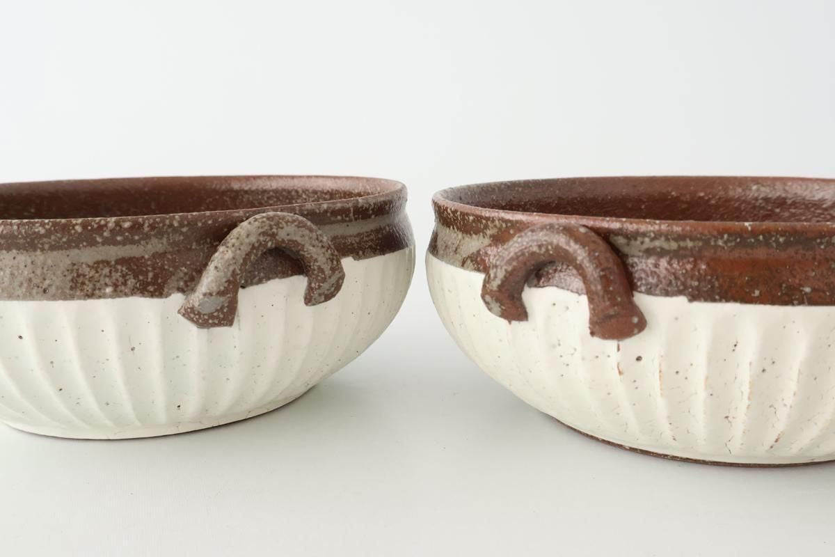Tohzan-Gama Soup Bowl White and Brown | Mino Ware