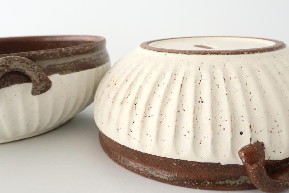 Tohzan-Gama Soup Bowl White and Brown | Mino Ware