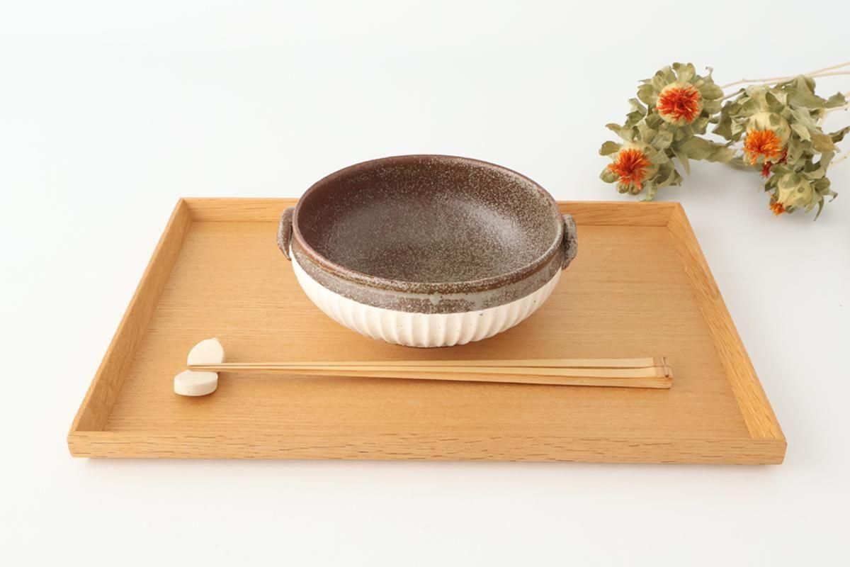 Tohzan-Gama Soup Bowl White and Brown | Mino Ware