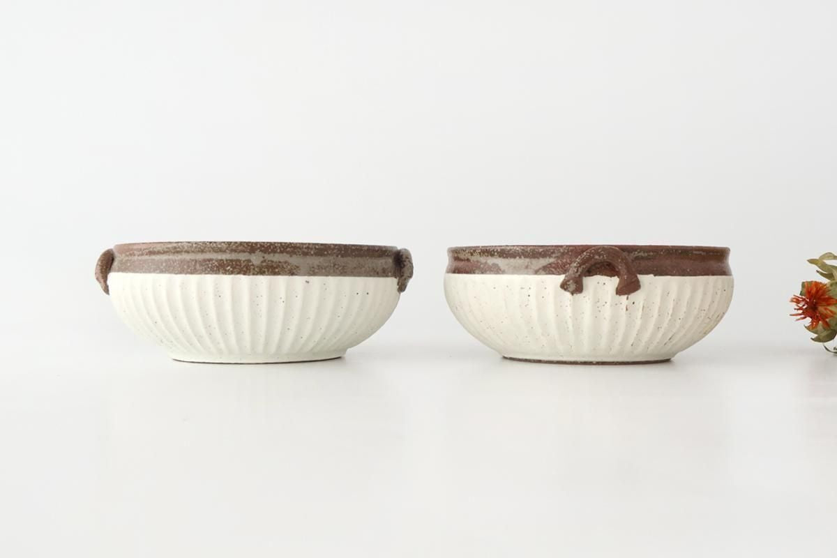 Tohzan-Gama Soup Bowl White and Brown | Mino Ware