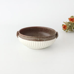 Tohzan-Gama Soup Bowl White and Brown | Mino Ware