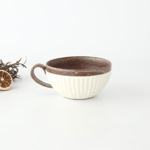 Tohzan-Gama Soup Cup White and Brown | Mino Ware