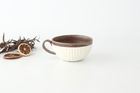 Tohzan-Gama Soup Cup White and Brown | Mino Ware
