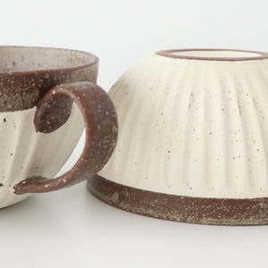 Tohzan-Gama Soup Cup White and Brown | Mino Ware