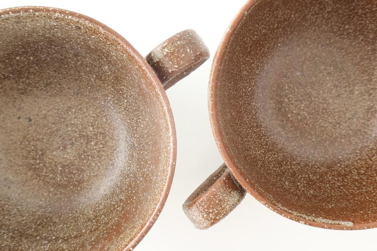 Tohzan-Gama Soup Cup White and Brown | Mino Ware