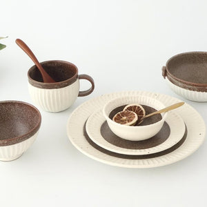 Tohzan-Gama Soup Cup White and Brown | Mino Ware