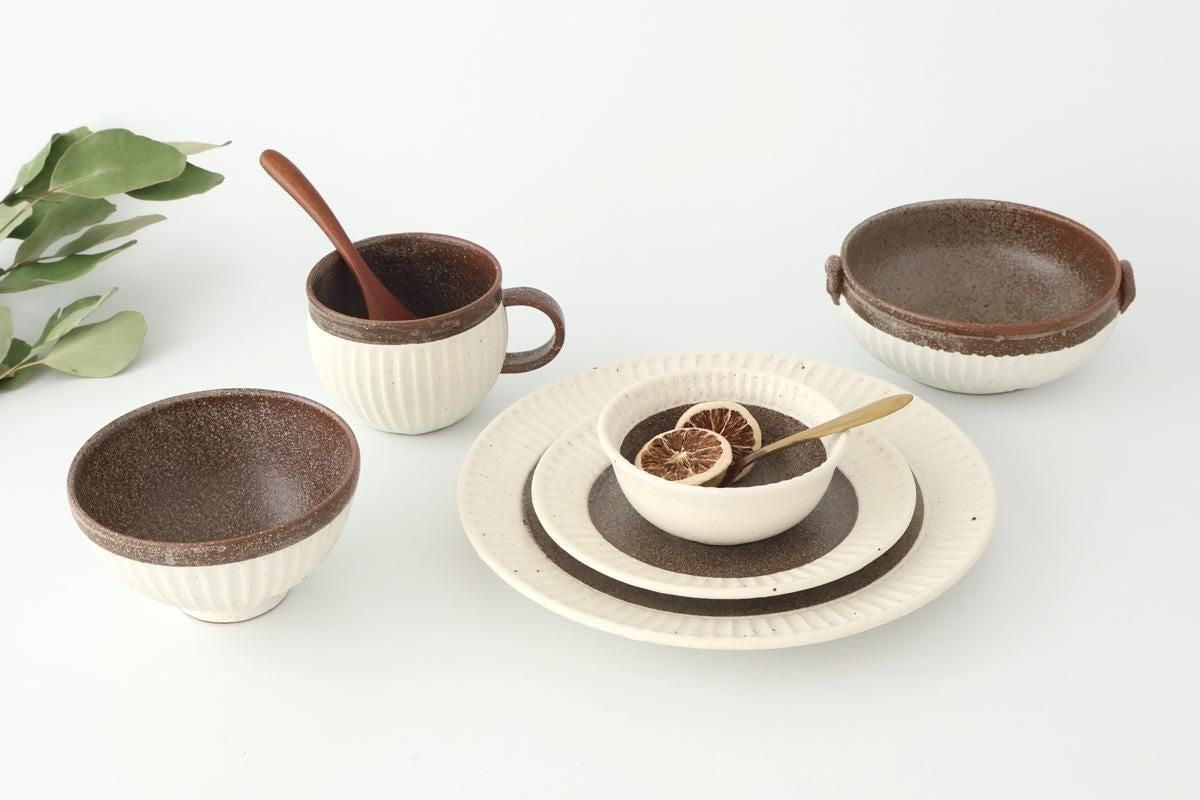 Tohzan-Gama Soup Cup White and Brown | Mino Ware