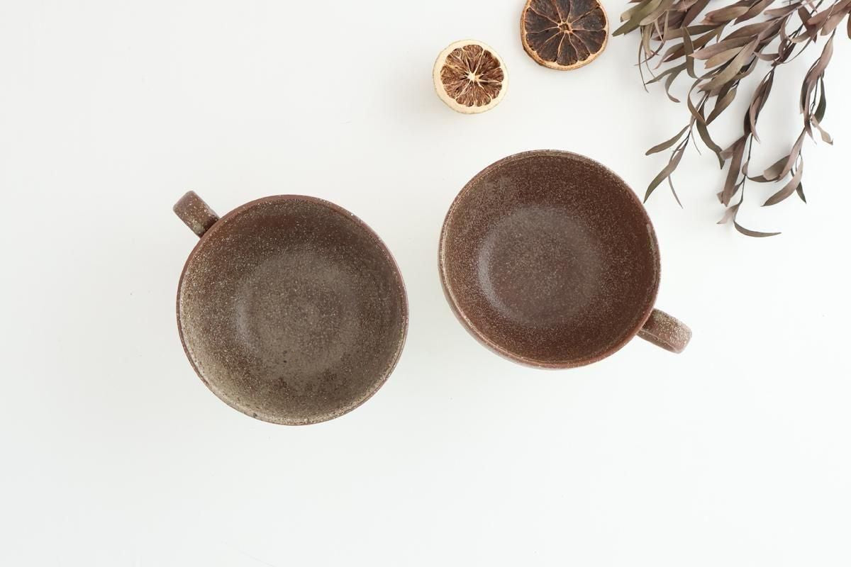 Tohzan-Gama Soup Cup White and Brown | Mino Ware