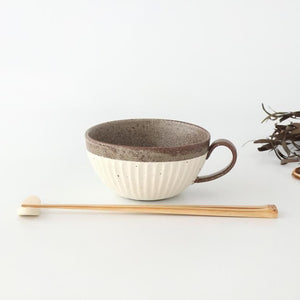 Tohzan-Gama Soup Cup White and Brown | Mino Ware