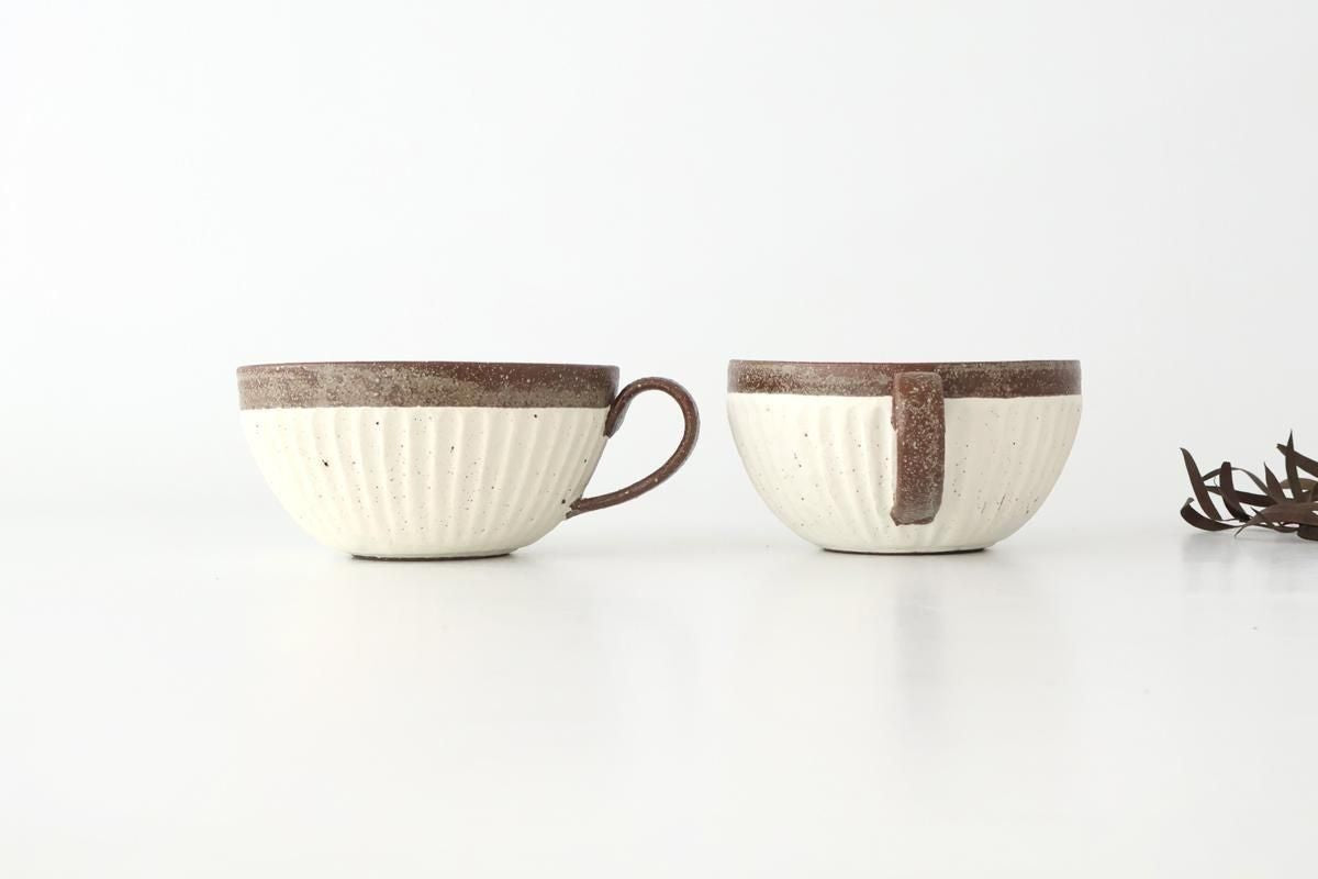 Tohzan-Gama Soup Cup White and Brown | Mino Ware