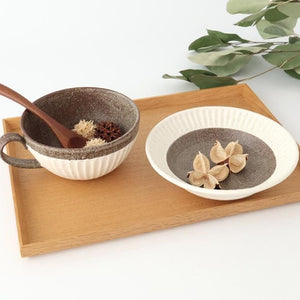 Tohzan-Gama Soup Cup White and Brown | Mino Ware