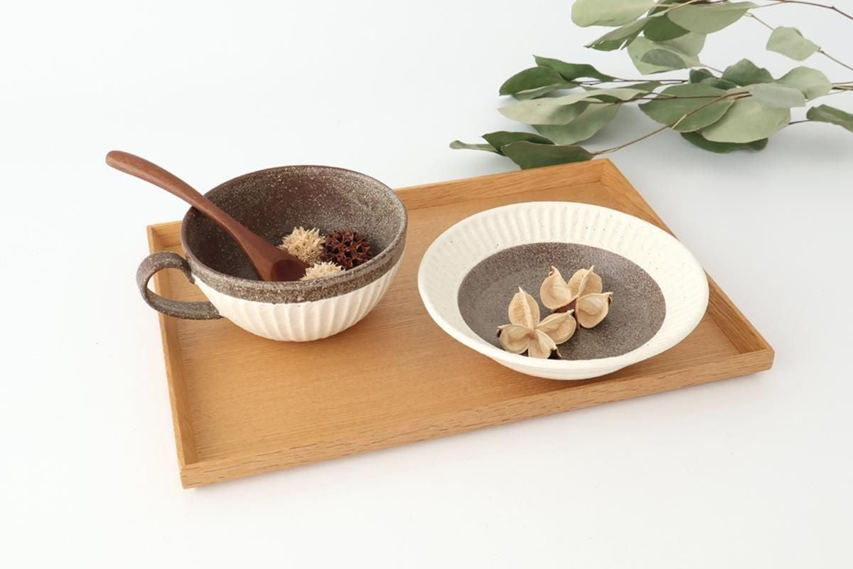 Tohzan-Gama Soup Cup White and Brown | Mino Ware