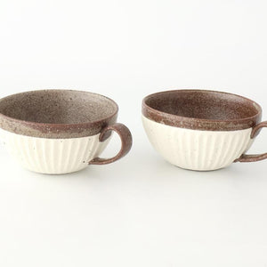 Tohzan-Gama Soup Cup White and Brown | Mino Ware
