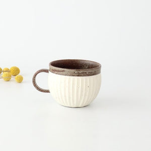 Tohzan-Gama Round Mug Cup White and Brown | Mino Ware
