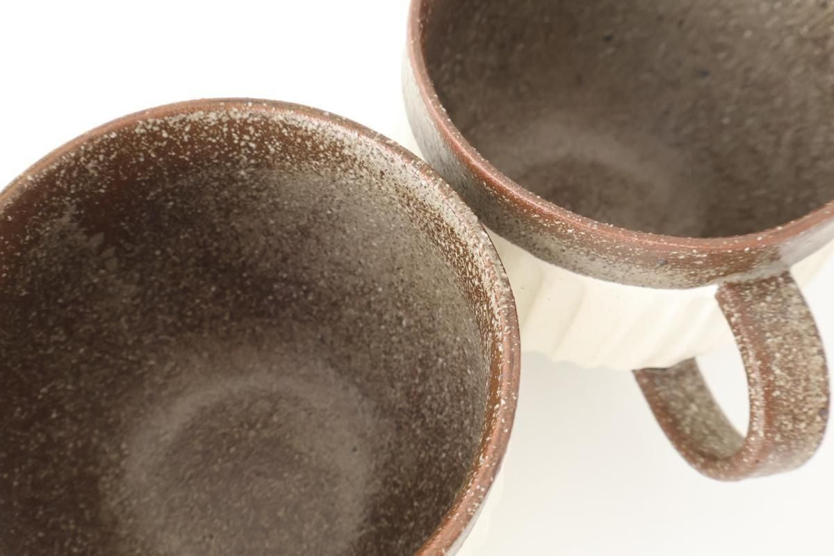 Tohzan-Gama Round Mug Cup White and Brown | Mino Ware