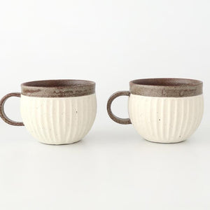 Tohzan-Gama Round Mug Cup White and Brown | Mino Ware