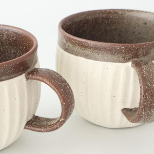 Tohzan-Gama Round Mug Cup White and Brown | Mino Ware