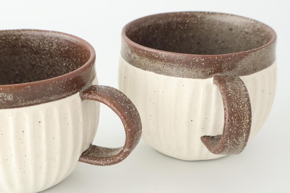 Tohzan-Gama Round Mug Cup White and Brown | Mino Ware