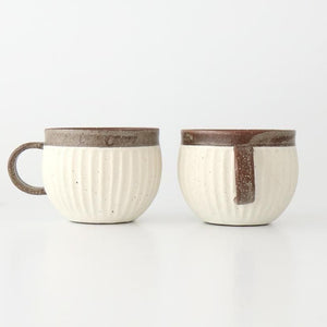 Tohzan-Gama Round Mug Cup White and Brown | Mino Ware