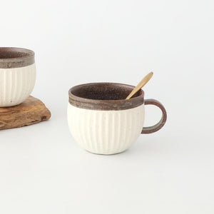 Tohzan-Gama Round Mug Cup White and Brown | Mino Ware