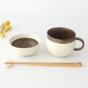 Tohzan-Gama Round Mug Cup White and Brown | Mino Ware