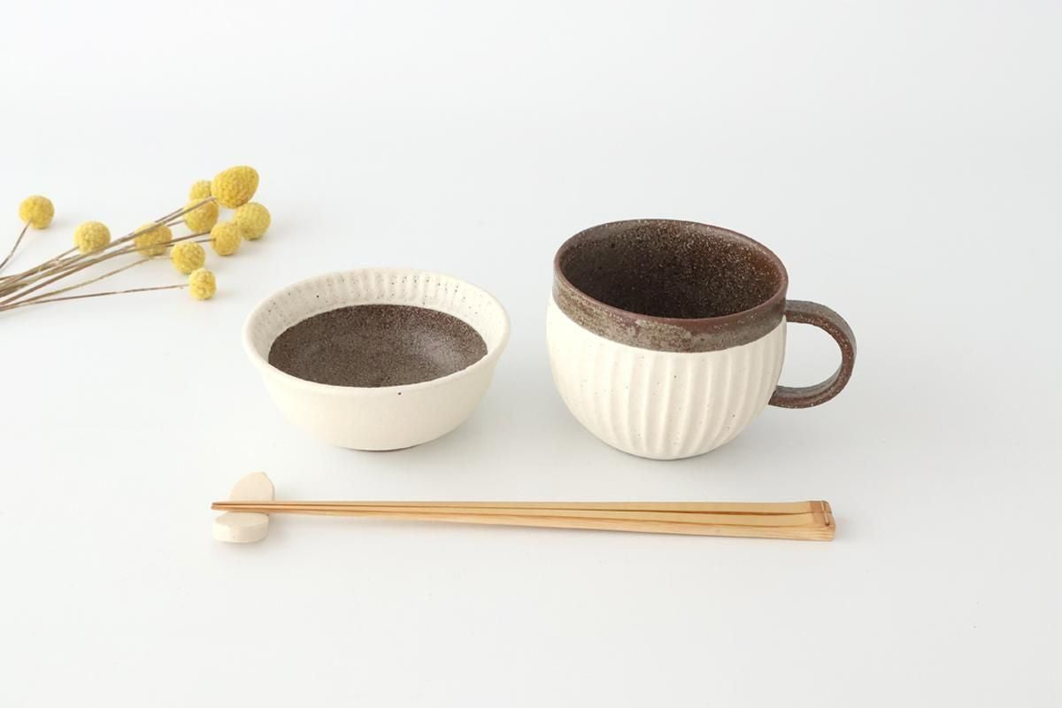 Tohzan-Gama Round Mug Cup White and Brown | Mino Ware