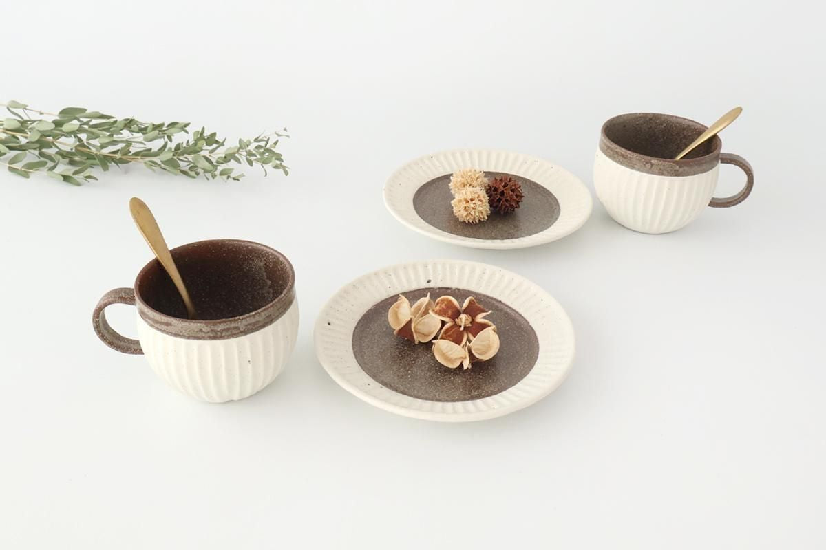 Tohzan-Gama Round Mug Cup White and Brown | Mino Ware