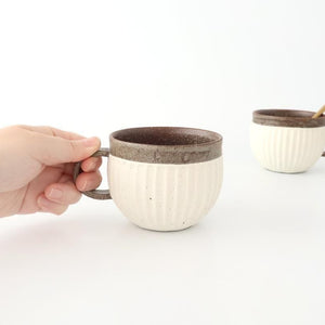 Tohzan-Gama Round Mug Cup White and Brown | Mino Ware