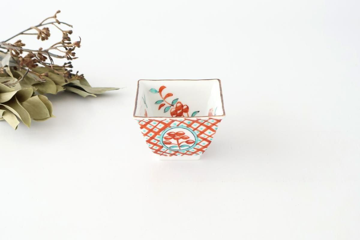 Small Square Bowl Red Lattice Pattern | Kobachi Arita Ware
