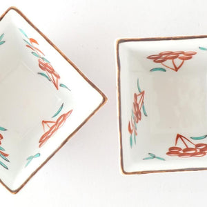 Small Square Bowl Red Lattice Pattern | Kobachi Arita Ware