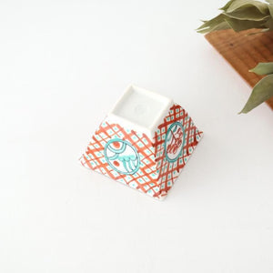 Small Square Bowl Red Lattice Pattern | Kobachi Arita Ware