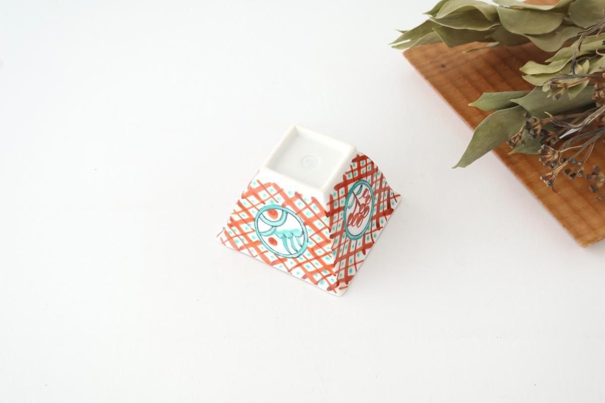 Small Square Bowl Red Lattice Pattern | Kobachi Arita Ware