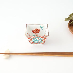 Small Square Bowl Red Lattice Pattern | Kobachi Arita Ware